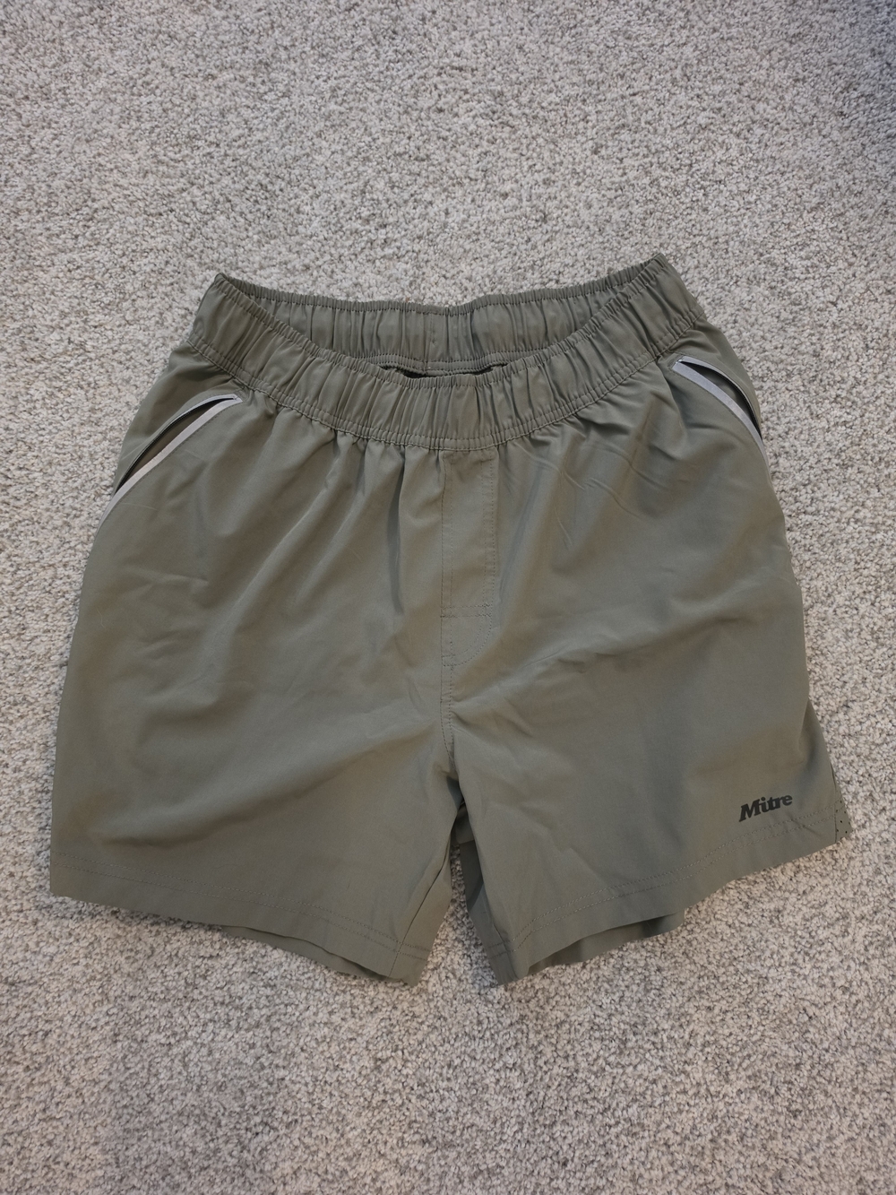 Mitre Olive Athletic Shorts with Elastic Waist
